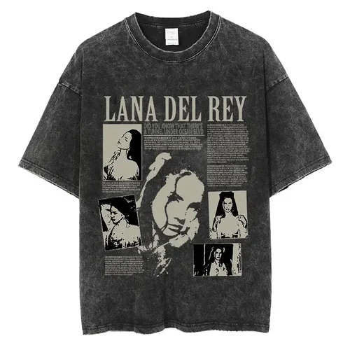 Imagen 1 del producto Camiseta Lana Del Rey Ldr Sailing Vintage Wash, camiseta de manga corta de estilo Retro para hombre y mujer, camisetas de gran tamaño de Hip Hop, ropa de calle