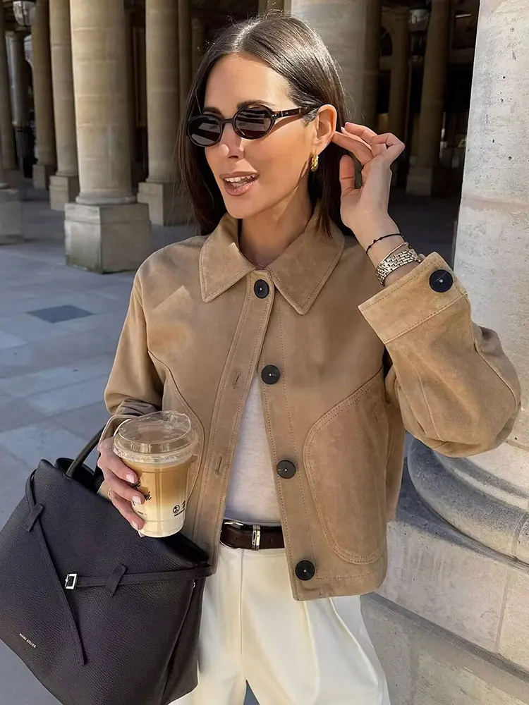 

HH Women Elegant Fashion Solid Short Coats Single Breasted Lapel Long Sleeve Jackets With Pocket Casual Office Lady Chic Outwear