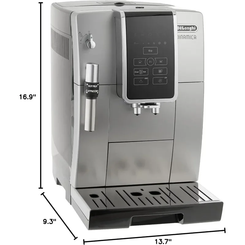 De'Longhi America Dinamica volautomatische koffie- en espressomachine met premium verstelbare opschuimer, roestvrij staal