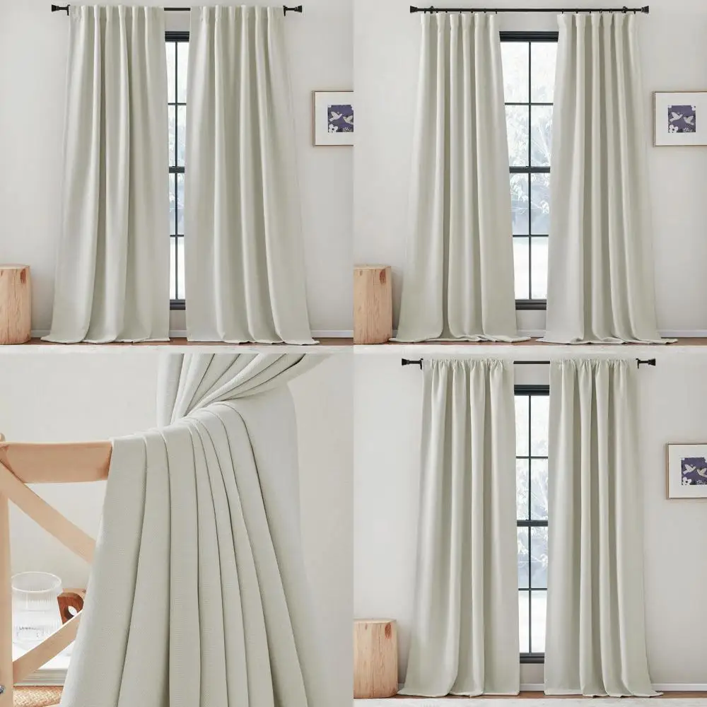 

Natural Linen-Look Blackout Curtains, 50x120, 2-Panels for Bedroom & Living Room