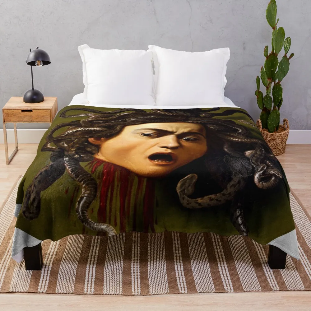 

artwork are mounted on a shield. Medusa is one of the three Gorgons Throw Blanket For Baby sofa bed Blankets