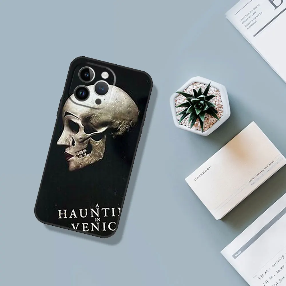 A H-Haunting in Venice Movie Phone Case for iPhone 12 11 13 14 15 16 Pro Max Plus Black Soft Silicone Cover