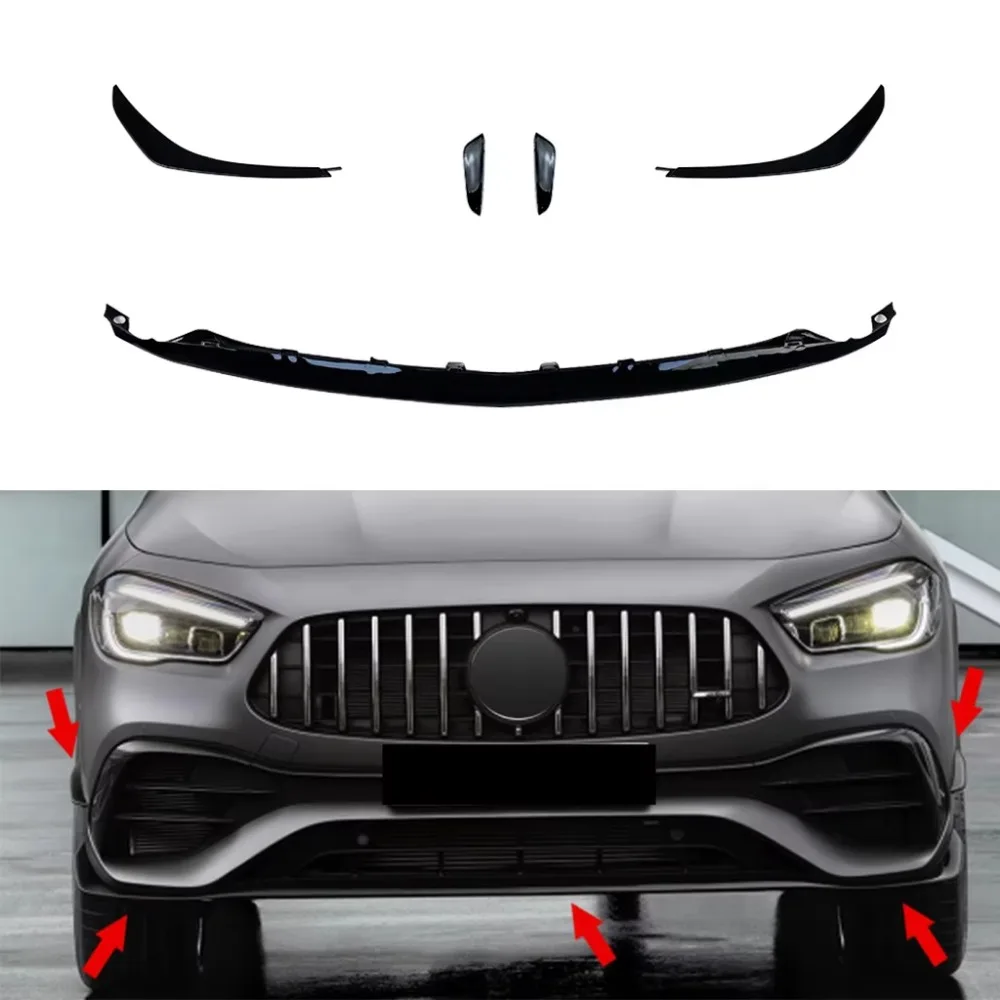 

Front Bumper Lip Spoiler For Mercedes-Benz GLA-Class H247 GLA200 GLA35 GLA45 AMG 2020-2023 Front Bumper Protector Splitter