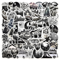 10/30/60pcs Cool Black White Outdoor INS Style Cartoon Stickers Decals Toy Skateboard Laptop Motorcycle Phone Waterproof Sticker