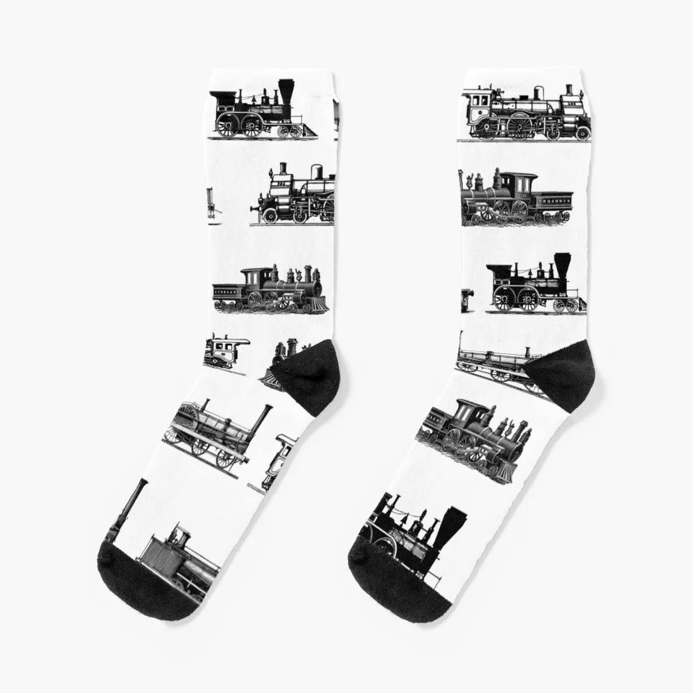 

Vintage retro steam old trains backpack Socks hip hop gifts Wholesale bright garter Socks Girl Men's