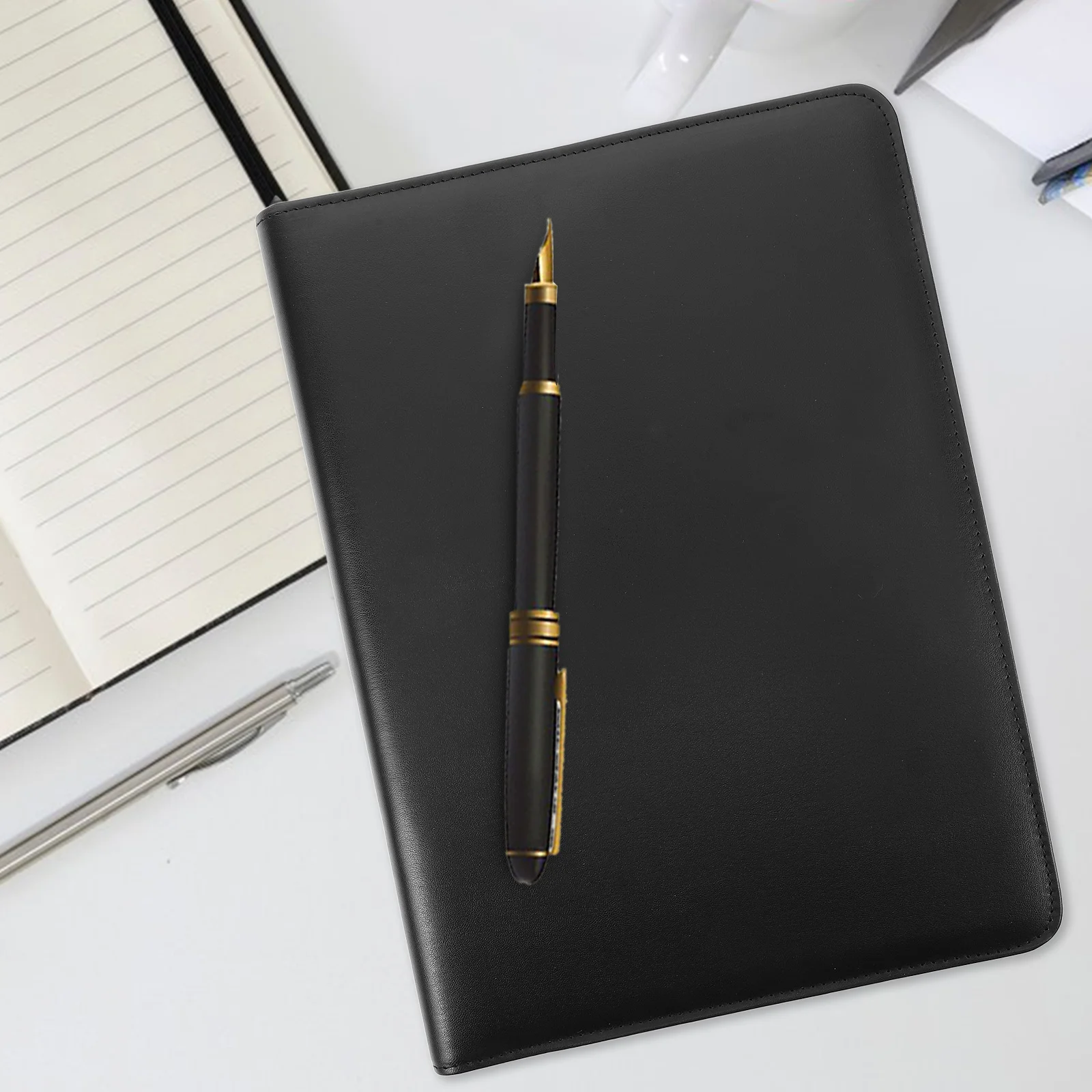 

1 Set Of A4 Zipper Portfolio Multifunctional Document Organizer With Card Slots Calculator Pen Holder Business Folder Padfolio