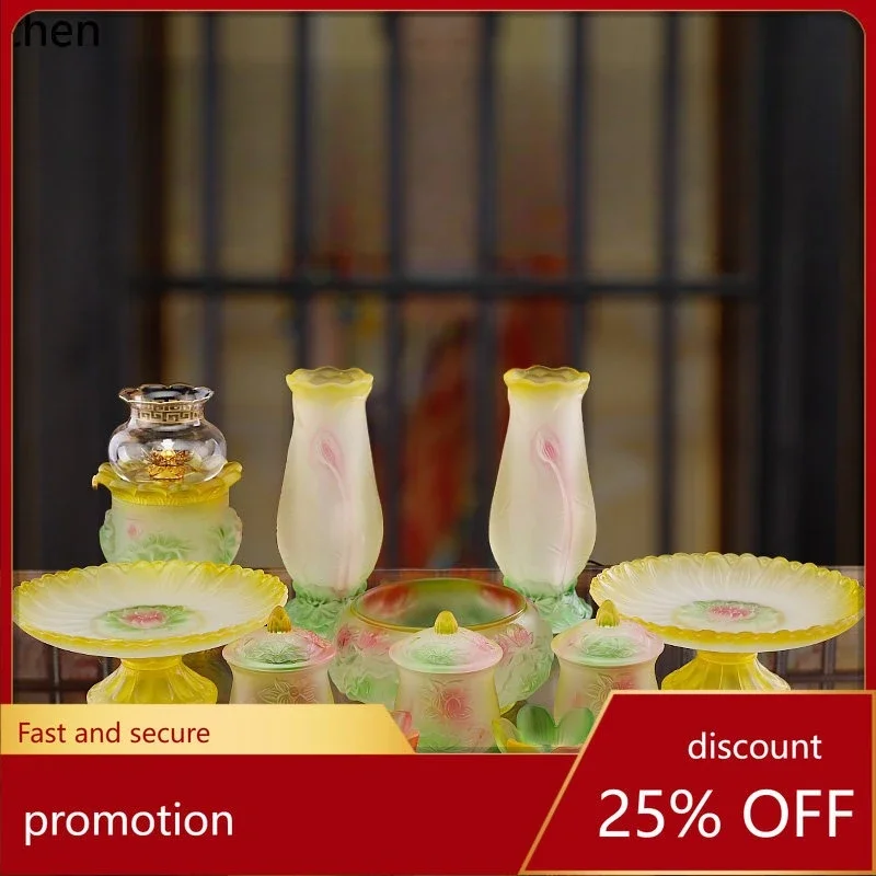 glazed  supplies collection for home offering suit buddha offering water cup vase offering plate incense burner fruit plate