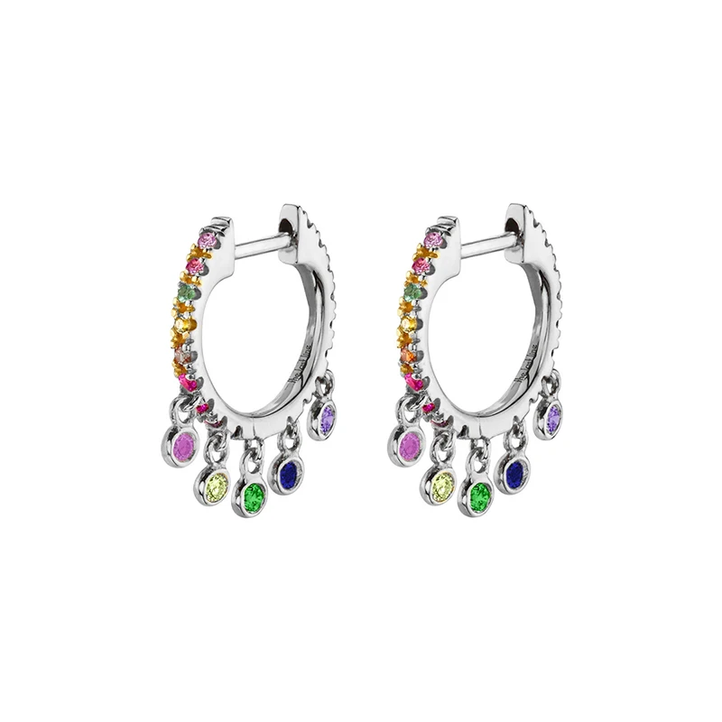 CRMYA Gold Plated Dangle Earrings for Women Classic Colorful Zircon Women's Hoop Earrings 2022 Fashion Jewelry Wholesale image 4