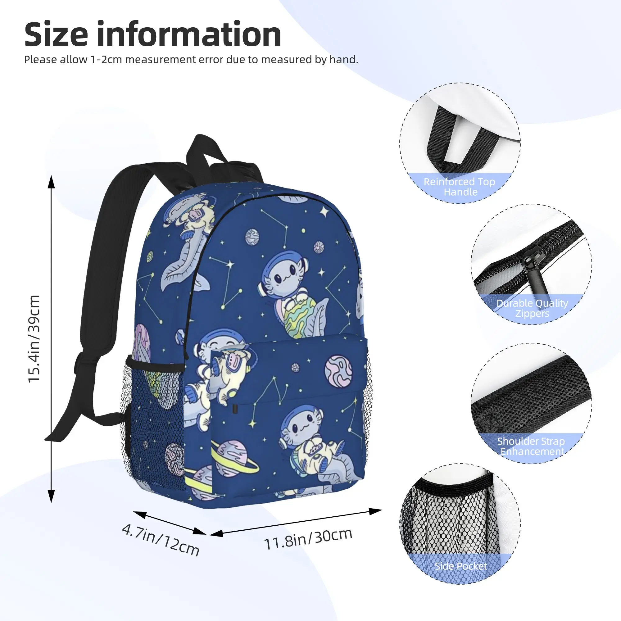 Just a Girl Who Loves Axolotls  Space Axolotl Pattern Backpack56 Backpack Hot Sale Daypack BookBag Shoulder Bags School Bag