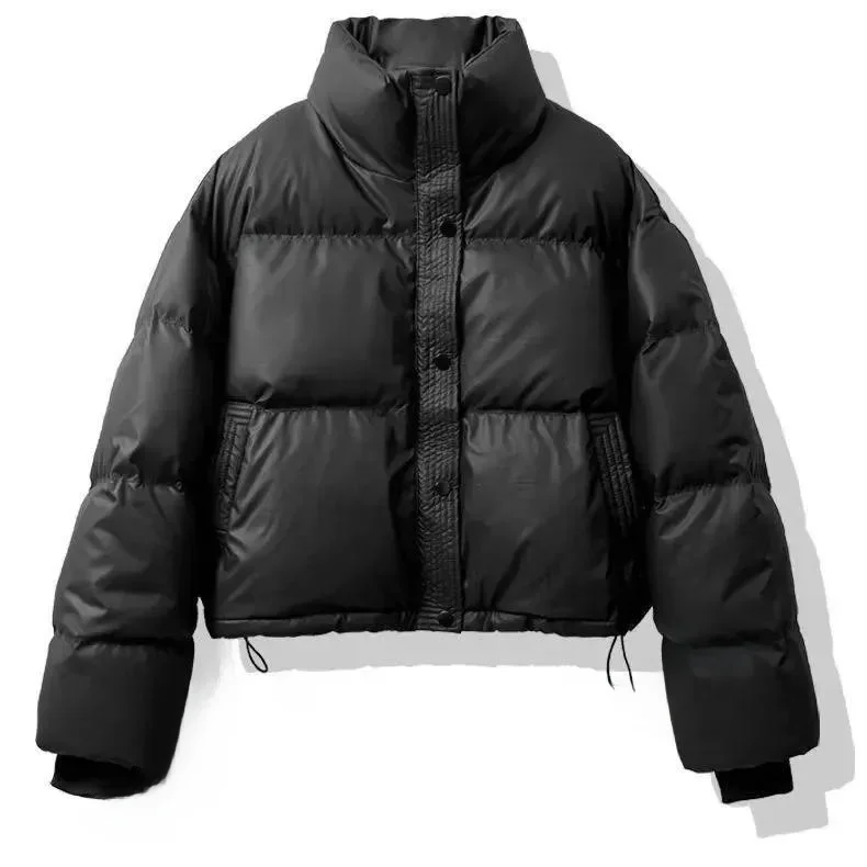 

Зимняя женская утепленная куртка из искусственной кожи с наполнителем из хлопка, маленький размер, для повседневной носки, утолщенная, коллекция 2024 года