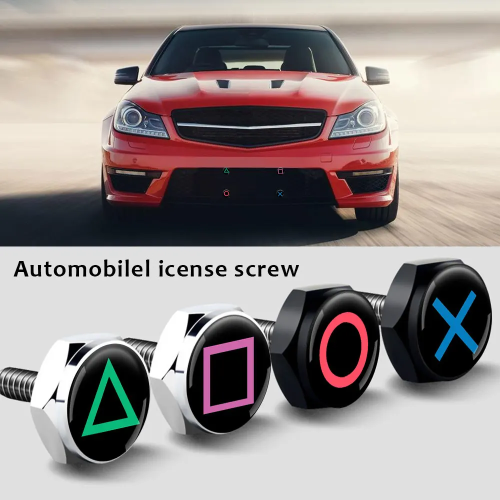 4pcs DIY Universal Car Flag Screws License Plate Bolts Auto Parts Accessories For Game Handle Design Car Styling Gift For Gamers