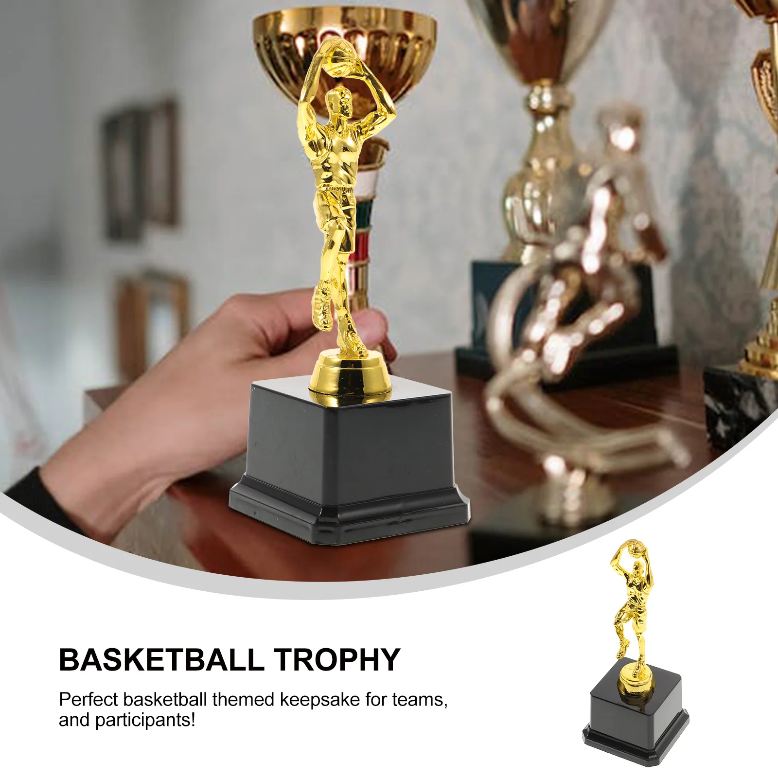 Basketball Trophies Plastic Basketball Figure Trophy Prime for Tournaments Competitions (Golden) basketball player trophy