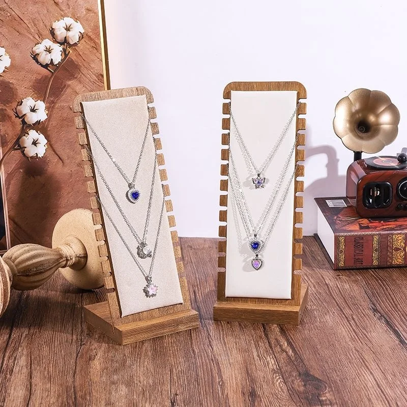 

1PC Bamboo Detachable Necklace Vertical Display Stand Choker Jewelry Rack Necklace Display Shooting Live Props Rack