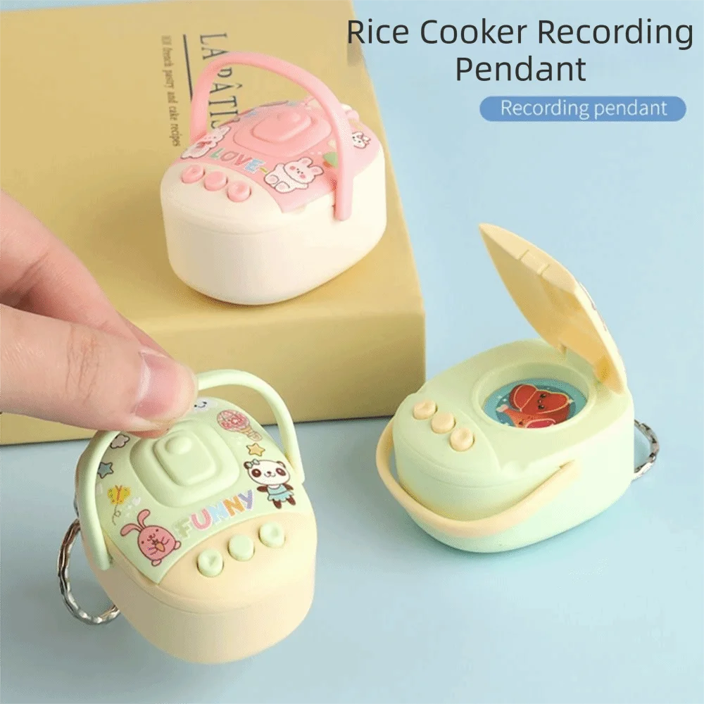 Multicolor Simulated Rice Cooker Keychain Cartoon Animal Sound Recording Recorder Pendant Openable Mini Size Keyring Pendant
