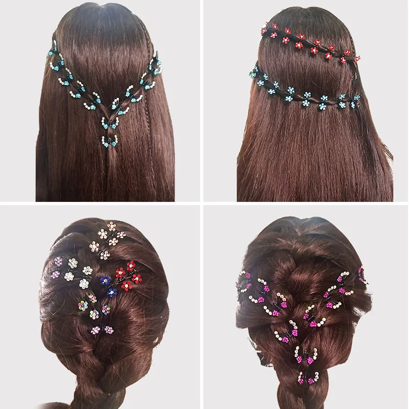 6pcs Crystal Rhinestone Hair Clips Small Clip Women Headwear No-Slip Metal Hairpin Sweet Girl Glitter Hair Claw Hair Accessories