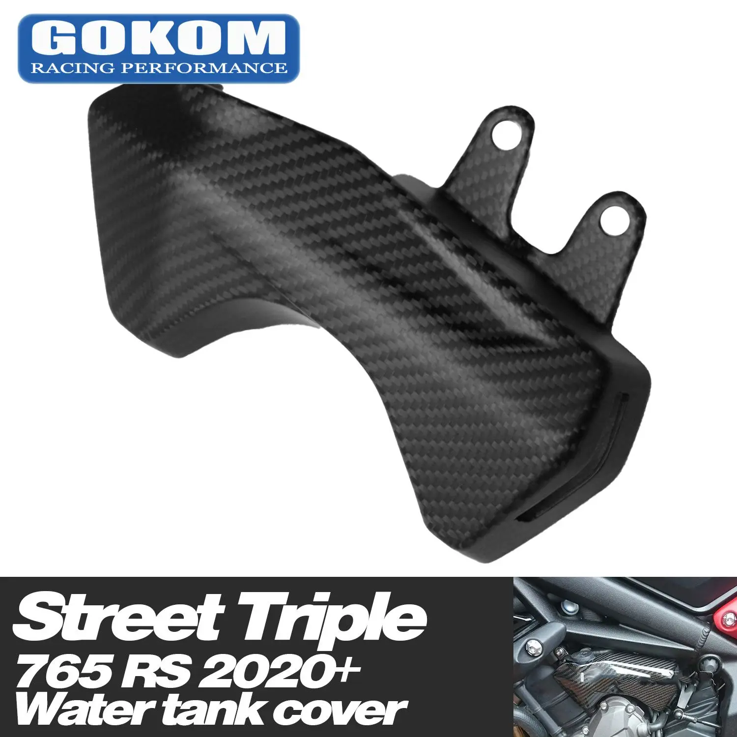

Gokom Racing Motorcycle Parts Carbon Fiber EXPANSION VASE COVER Water tank cover For Triumph Street Triple 765 2020+