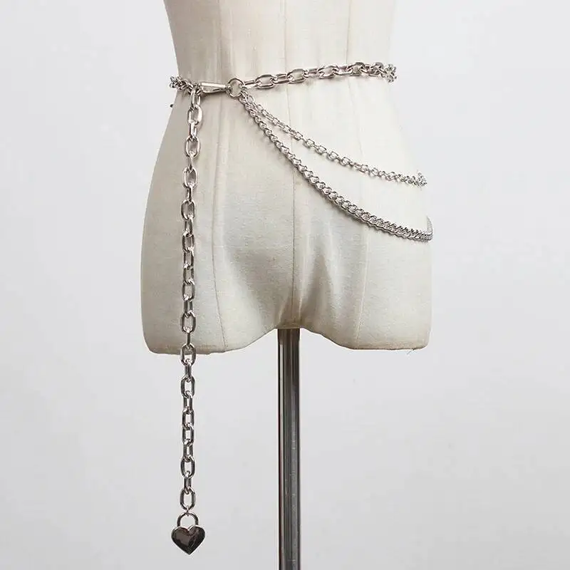 

Chain Silver Color Metal Long Irregular Belt Personality Women New Fashion All-match Spring Autumn 2026 1DW9L
