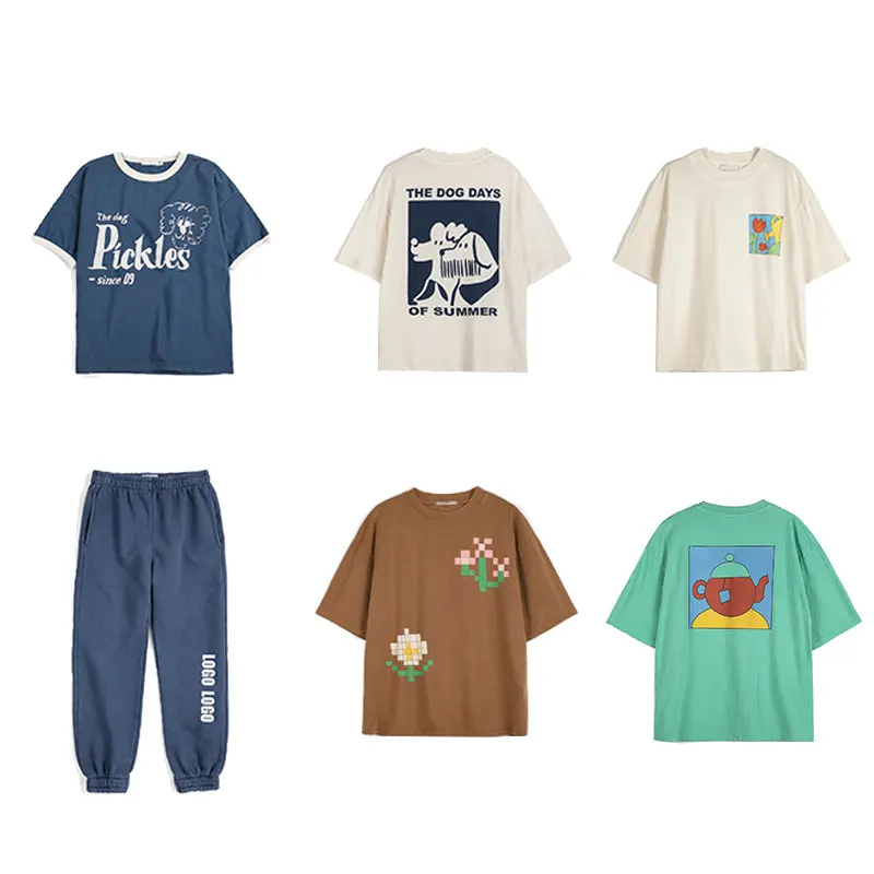 

Детский комплект: футболка с коротким рукавом 26BC, рубашка с принтом по всей поверхности и шорты для мальчиков, платье-комбинезон для девочек, детская одежда в комплекте с брюками