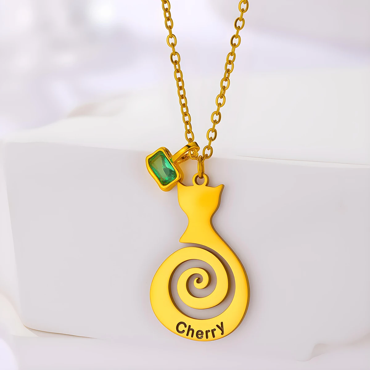 

Ожерелье с подвеской в ​​виде спиральной кошки из нержавеющей стали с именем Чандлер для женщин и девочек, ювелирные изделия, ожерелья, подарок на день рождения