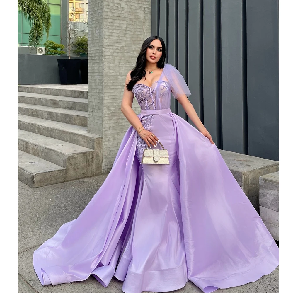 

Роскошное вечернее платье MVOZEIN лавандового цвета с отстегивающейся юбкой, на одно плечо, фасон «русалка», женское праздничное платье, длинное, особое, для торжественных мероприятий