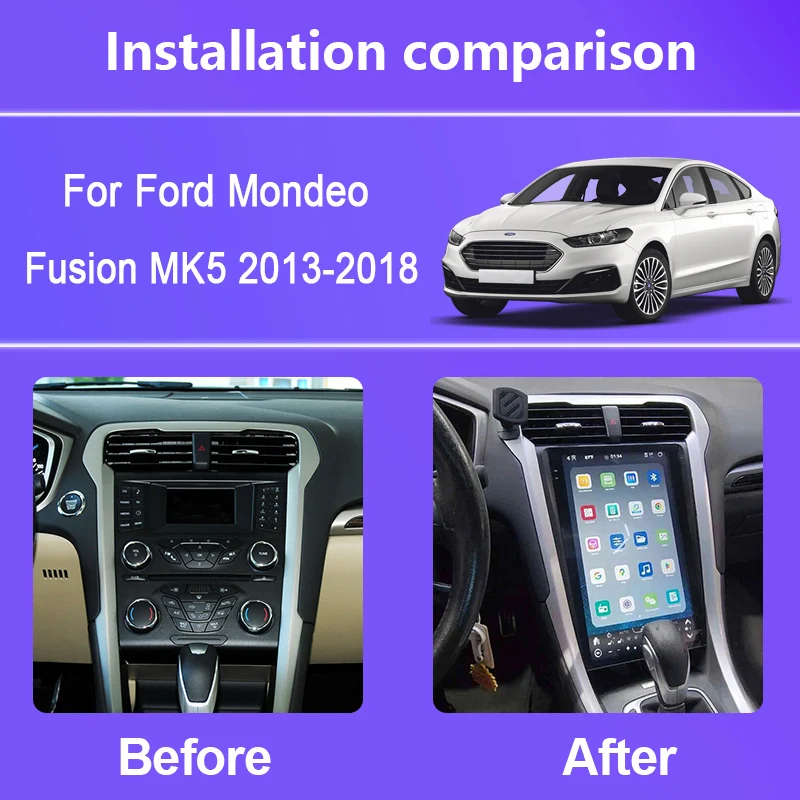 13.6 Inch For Ford Mondeo Fusion MK5 2013-2018 Android12 8-Core 8G+128G Car Multimedia Player Stereo Receiver Radio GPS 4G WIFI