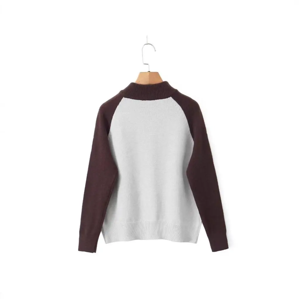 

Women's Winter Knitted Cardigan Turtleneck Jacket Loose Fit Contrast Shoulder Design Comfortable Casual Style by