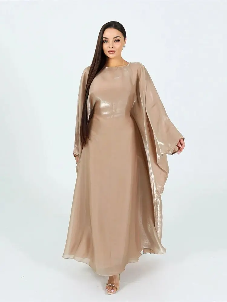 Batwing Butterfly Satin Abaya Dubai Luxury Muslim Kaftan Maxi Dress Abayas For Women Kebaya Robe Caftan Marocain Femme Vestidos