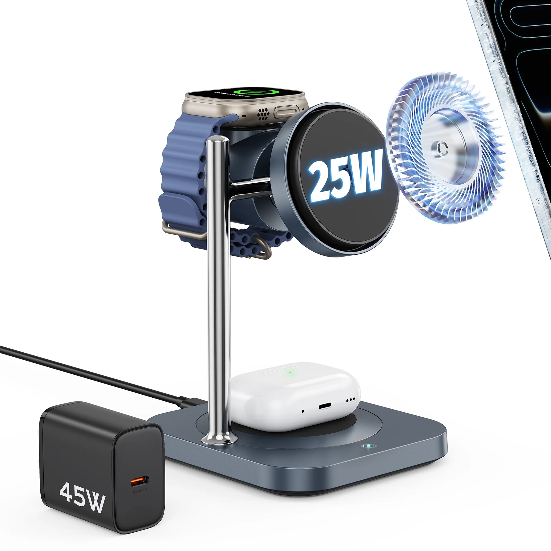 nuovo-caricatore-wireless-magnetico-da-scrivania-25w-tre-in-uno-multifunzione-per-smartphone-e-smartwatch