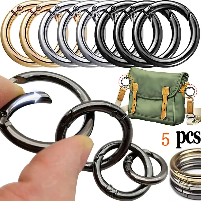 

5Pcs/lot O Round Bag Buckle Metal Clasps Buckles Spring Circular Carabiner Snap Hook Spring Keyring DIY Jewelry Bag Accessories