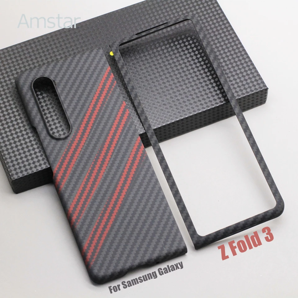 Amstar Multicolor Carbon Fiber Phone Case for Samsung Galaxy Z Fold 4 3 Foldable Cases Ultra-thin Aramid Fiber Z Fold 4 3 Cover