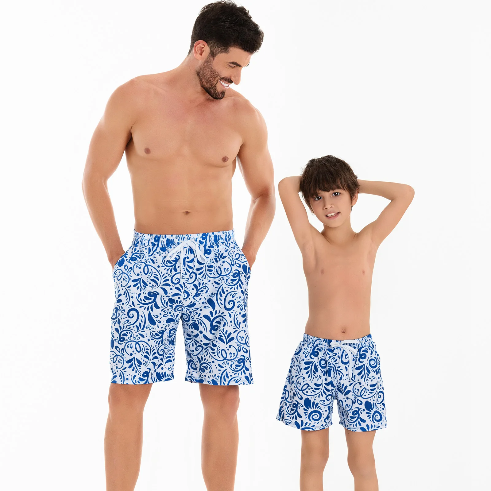 2024 Swimming Pants Parent-Child Model Father-Son Men's Pants Swimming Large Size Fattening Beach Pants