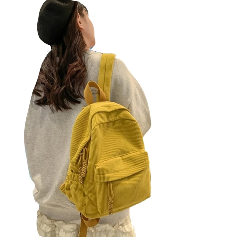 Mochila capacidad para niña y estudiante, morral pana Color sólido, hombro Simple con doble correa, 2023