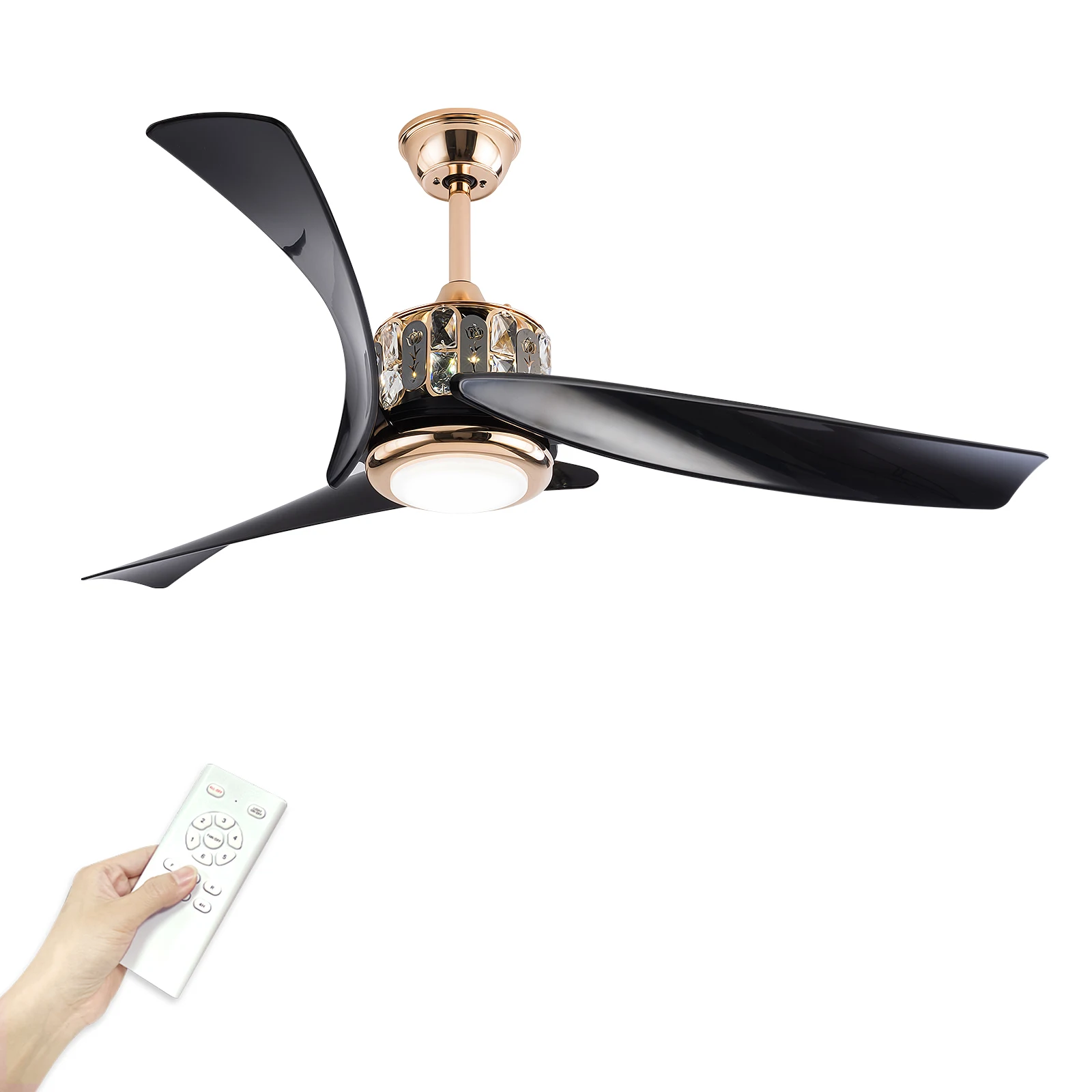 

56“ Modern Luxury Ceiling Fan with Light Crystal Shade 25W LED 6 Speed Reversible DC Motor Living Room Dining Room Ceiling Fan