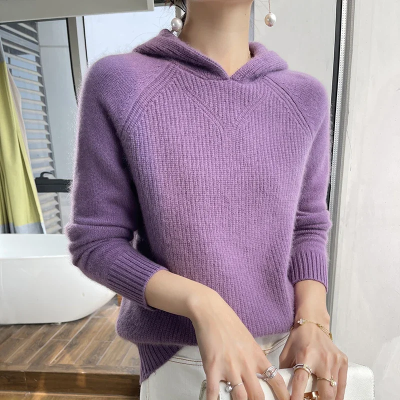 Cashmere Sweater Hoodie Loose Casual Women Pullovers Autumn Women  Knit Top Soft Keep Warm Winter Blouse Pulls Chauds Sweatshirt