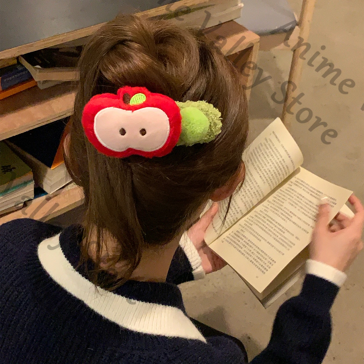 애니메이션 사랑과 Deepspace Caleb 코스프레 푹신한 애플 헤어 클로 클립 만화 Duckbill 클립 머리핀 Scrunchie 머리카락 넥타이 밴드 선물