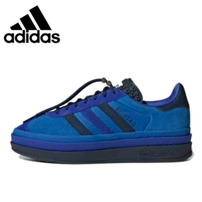 adidas gazelle bold woman thick soled casual shoes blue suede leather outdoor non-slip comfortable female skateboard sneakers