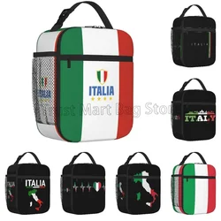 Italian Flag Pattern Insulated Lunch Bag Reusable Portable Thermal Bento Tote Bag for Women Boys Girls Work School Picnic Travel