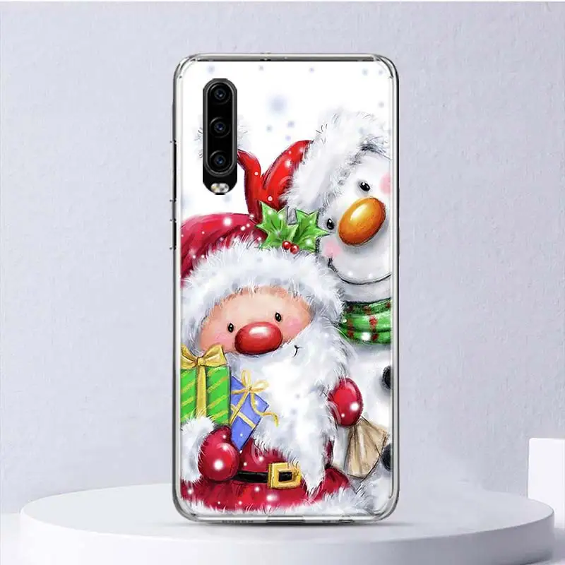 Merry Christmas Cartoon Cute Snow Soft Case For Huawei P30 Lite P40 P20 P10 P50 Pro Phone Cover Mate 20 30 40 10 P30Lite Shell F