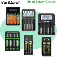 1/2/4-slots LCD Smart Rechargeable Battery Charger for 3.7v 18650 Li-ion 21700 26650 3.2V LiFePO4 32700 1.2V Ni-MH Ni-CD AA AAA