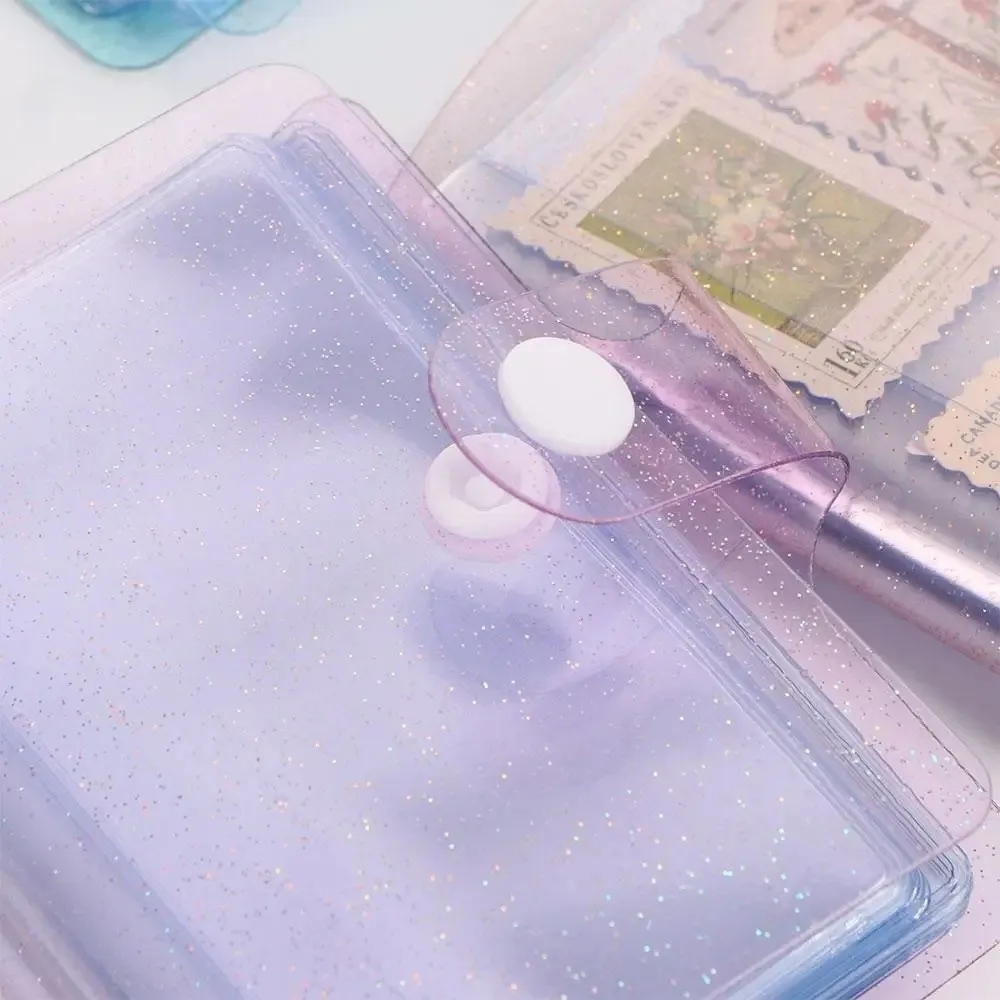 Cute Mini Photo Album Transparent Glitter Cards Storage Bag Jelly Color 3-inch Photography Card Stock Instax Album Card Holder