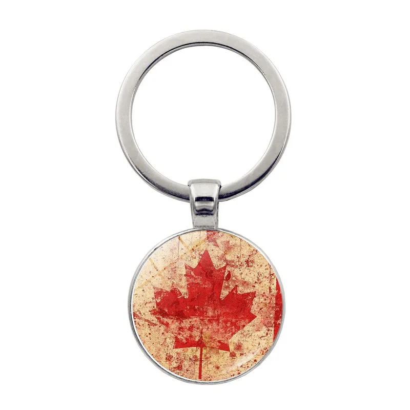 Glass Pendant Key Chain Flag of Canada Versatile Jewelry Alloy Keychain Canadian Maple Leaf Flag Gifts for Friends