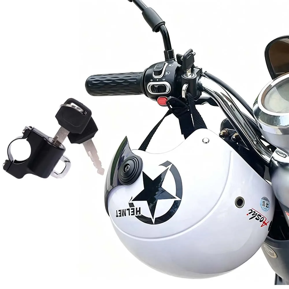 Универсальный мотоциклетный замок для шлема из алюминиевого сплава с 2 ключами для руля 7/8'' (22 мм) для мотокросса, питбайков, спортивных и уличных мотоциклов