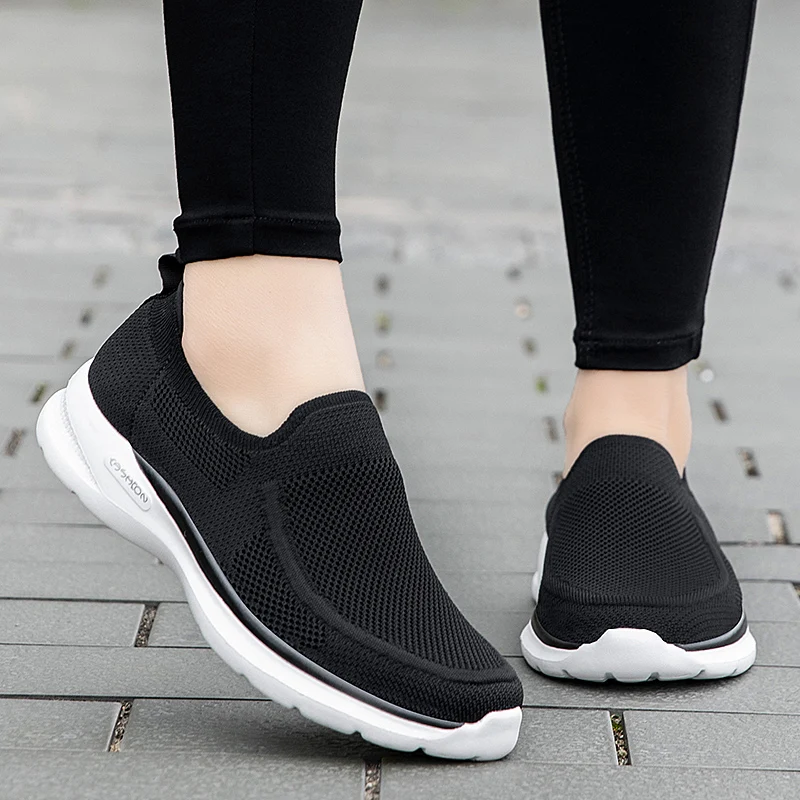 

Summer Men Women Mesh Running Sneaker Fitness Sport Light Comfortable Breathable Black Walking Shoes Big Size 35-44 Loafers