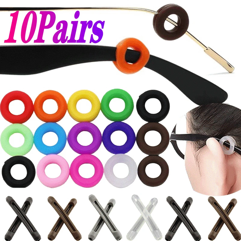 10 Pairs/lot Anti Slip Silicone Glasses Ear Hooks for Kids And Adults Round Grips Eyeglasses Sports Temple Tips Soft Ear Hook