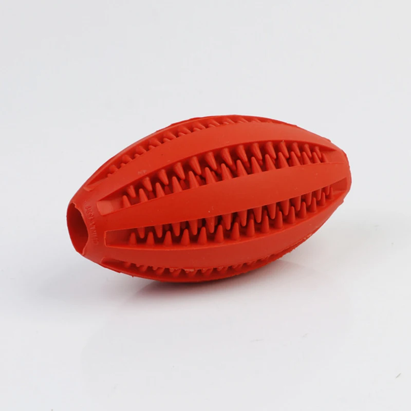 Dog Rubber Leakage Ball Dogs Molar and Teeth Cleaning Chew Balls Training Slow Food Feeder Pet Interactive Funny Rugby Shape Toy