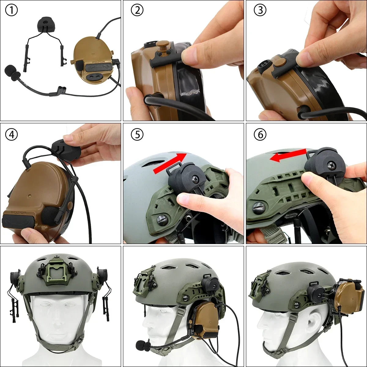 Tactical Headset COMTA I II III Helmet ARC OPS-CORE Helmet Track Adapter Headset Bracket Tactical Bracket BK