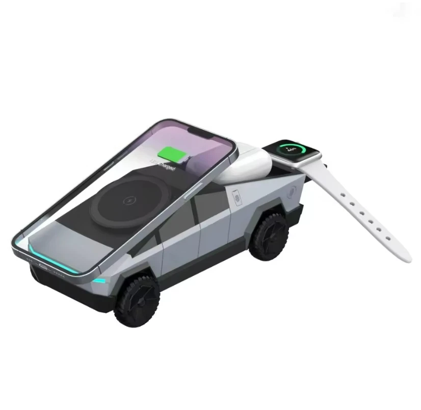 حامل سطح المكتب Qi2 3 في 1 CyberDock محطة شحن لاسلكية لـ IPhone16 15 14 Pro Max AirPods، IWatch مع الضوء المحيط