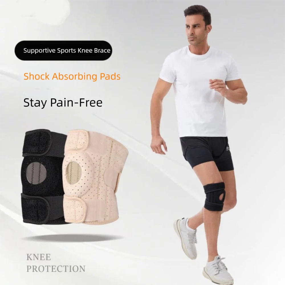 

Elastic Knee Support Brace Leg Brace Protector Safety Knee Pad Ajustable Strap Shock- absorption Kneepad Patella For Running