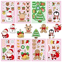 16PCS Christmas Day Puzzle Face Changing Stationery Notebook Stickers Christmas Tree Graffiti Stickers