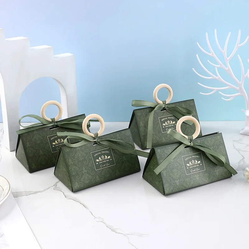 20/30PCS Candy Box Wood Handle Thank You Packaging Wedding Bridal Kid Gift For Guest Baby Shower Birthday Party Favors Supplies